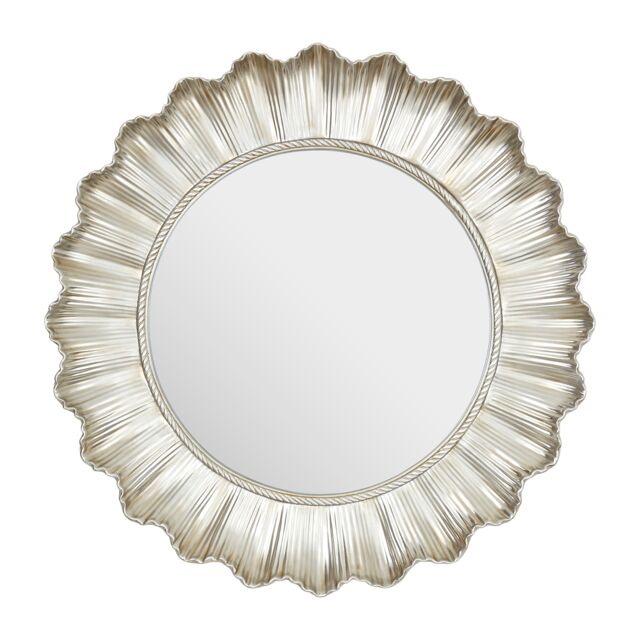 Orsina Luxe Champagne Finish Scallop Wall Mirror, Decorative Round Mirror With Rope Detail, Metallic Dressing Mirror in Gold - image 1