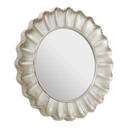 Orsina Luxe Champagne Finish Scallop Wall Mirror, Decorative Round Mirror With Rope Detail, Metallic Dressing Mirror in Gold - thumbnail 2