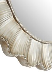 Orsina Luxe Champagne Finish Scallop Wall Mirror, Decorative Round Mirror With Rope Detail, Metallic Dressing Mirror in Gold - thumbnail 3