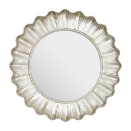 Orsina Luxe Champagne Finish Scallop Wall Mirror, Decorative Round Mirror With Rope Detail, Metallic Dressing Mirror in Gold - thumbnail 1