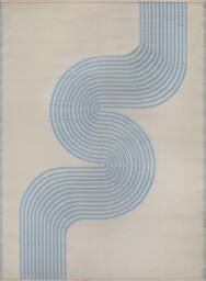THE RUGS Reversible Weatherproof Outdoor Rug Wavy Line Blue & Beige - Size: 90 cm x 150 cm - thumbnail 3