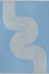 THE RUGS Reversible Weatherproof Outdoor Rug Wavy Line Blue & Beige - Size: 90 cm x 150 cm - thumbnail 2