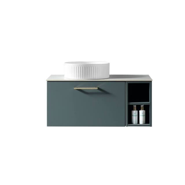 Bathroom Kingdom Piatta Smoked Sage Wall Hung Basin Vanity 800mm in Teal - image 1