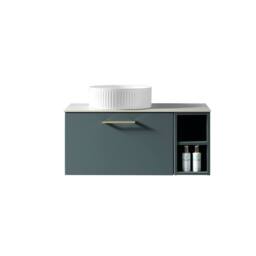Bathroom Kingdom Piatta Smoked Sage Wall Hung Basin Vanity 800mm in Teal