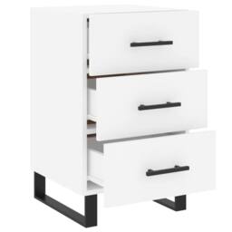 Berkfield Home Modern Bedside Cabinet White 40x40x66 cm Engineered Wood - Size: 40 x 40 x 66 cm - thumbnail 7