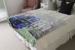 Benjamin Tate Design London Bus Behind Blue Blanket in Natural - Size: 120 cm x 150 cm - thumbnail 3