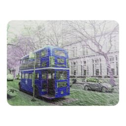 Benjamin Tate Design London Bus Behind Blue Blanket in Natural - Size: 120 cm x 150 cm - thumbnail 1