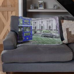 Benjamin Tate Design London Bus Behind Blue Blanket in Natural - Size: 120 cm x 150 cm - thumbnail 2