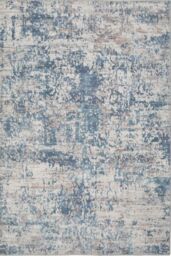 Kukoon Blue Grey Distressed Abstract Non Slip Washable Low Pile Rug in Mid Blue - Size: 60 cm x 240 cm - thumbnail 1