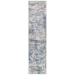 Kukoon Blue Grey Distressed Abstract Non Slip Washable Low Pile Rug in Mid Blue - Size: 60 cm x 240 cm - thumbnail 6