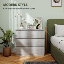HOMCOM Chest of Drawers, 3 Drawer Storage Cabinet Unit for Bedroom in Grey - thumbnail 4