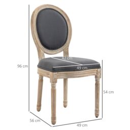 HOMCOM Dining Chairs Set of 2, French-Style Kitchen Chairs, Armless Accent Chairs with Linen Fabric Upholstery, Round Backrest & Solid Wooden Frame - thumbnail 3