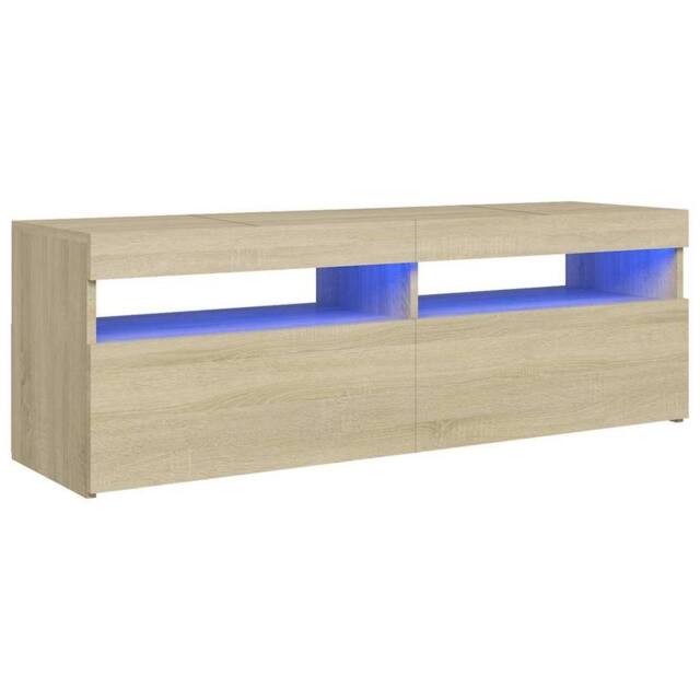 Berkfield Home TV Cabinet with LED Lights Sonoma Oak 120x35x40 cm in Light Tan - Size: 120 x 35 x 40 cm - image 1