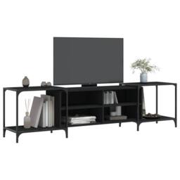 Berkfield Home TV Cabinet Black 203x37x50 cm Engineered Wood - Size: 203 x 37 x 50 cm - thumbnail 1