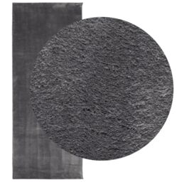 Berkfield Home Rug Short Pile Soft & Washable Anthracite 80x200 cm in Black - Size: 100 cm diameter - thumbnail 3