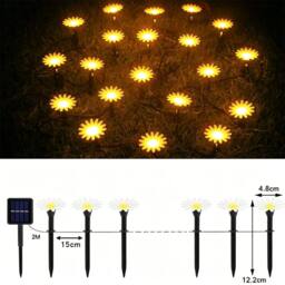 Quipulse 20 Lights Solar-powered Sunflower Garden Ground Lights in Warm White - thumbnail 4
