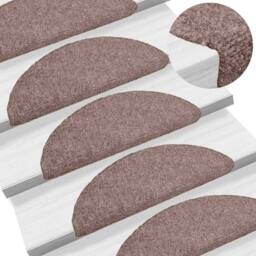 Berkfield Home 15 pcs Self-adhesive Stair Mats Needle Punch 56x17x3 cm Brown - Size: Medium - thumbnail 1