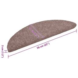 Berkfield Home 15 pcs Self-adhesive Stair Mats Needle Punch 56x17x3 cm Brown - Size: Medium - thumbnail 8