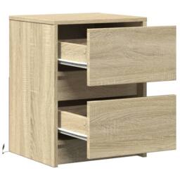 Berkfield Home Bedside Cabinets with LED Lights 2 pcs Sonoma Oak Engineered Wood in Light Oak - thumbnail 9