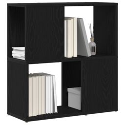 Berkfield Home Black Oak Bookshelf - 60x24x63 cm, Made of Engineered Wood - Size: 60 x 24 x 63 cm - thumbnail 3