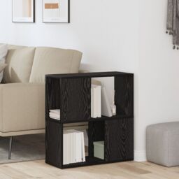 Berkfield Home Black Oak Bookshelf - 60x24x63 cm, Made of Engineered Wood - Size: 60 x 24 x 63 cm - thumbnail 1