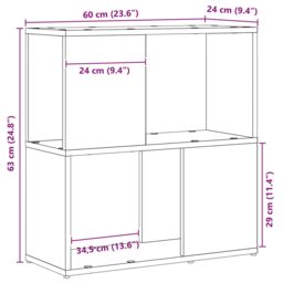 Berkfield Home Black Oak Bookshelf - 60x24x63 cm, Made of Engineered Wood - Size: 60 x 24 x 63 cm - thumbnail 9