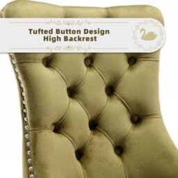Modern Home Touch Romsey Set of 4 Velvet Upholstered Dining Chairs with Oak Legs & Knocker Ring Back in Green - Size: 4 Pack - thumbnail 6