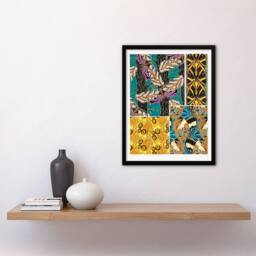 Artery8 Colourful Vintage Butterfly Pattern Vintage Framed Wall Art Print Seguy - Size: A4 - thumbnail 4