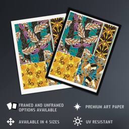 Artery8 Colourful Vintage Butterfly Pattern Vintage Framed Wall Art Print Seguy - Size: A4 - thumbnail 2