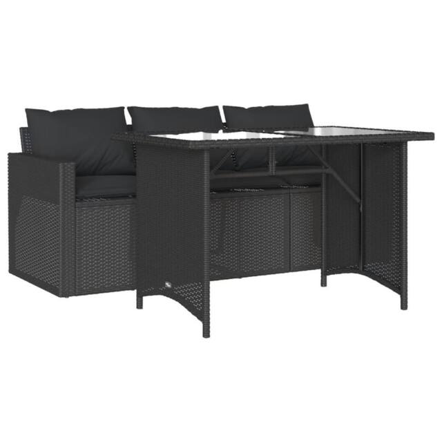 Berkfield Home 2 Piece Garden Dining Set with Cushions Black Poly Rattan - image 1