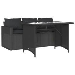 Berkfield Home 2 Piece Garden Dining Set with Cushions Black Poly Rattan - thumbnail 1