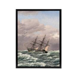 "Artery8 CW Eckersberg Corvette Galathea in a North Sea Storm Framed Canvas Art - Size: W12"" x H16""" - thumbnail 1