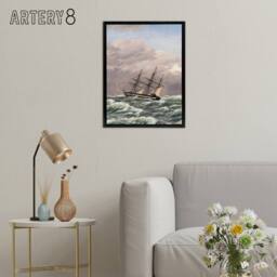 "Artery8 CW Eckersberg Corvette Galathea in a North Sea Storm Framed Canvas Art - Size: W12"" x H16""" - thumbnail 3