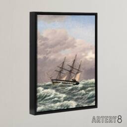 "Artery8 CW Eckersberg Corvette Galathea in a North Sea Storm Framed Canvas Art - Size: W12"" x H16""" - thumbnail 2