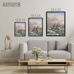 "Artery8 CW Eckersberg Corvette Galathea in a North Sea Storm Framed Canvas Art - Size: W12"" x H16""" - thumbnail 4