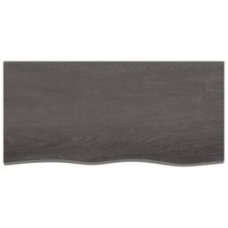 Berkfield Home Wall Shelf Dark Grey 100x50x(2-4) cm Treated Solid Wood Oak in Brown - thumbnail 2