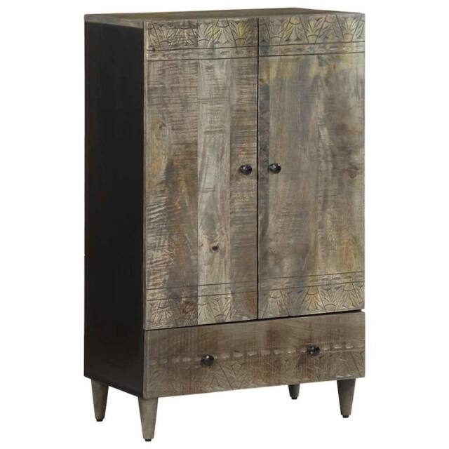 Berkfield Home Highboard 60x33x110 cm Solid Wood Mango in Black - Size: 60 x 33 x 110 cm - image 1