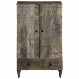 Berkfield Home Highboard 60x33x110 cm Solid Wood Mango in Black - Size: 60 x 33 x 110 cm - thumbnail 3