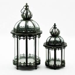 Minster Garden Lanterns (Set of 2) - Metal - Green - Size: 1 Pack - thumbnail 1