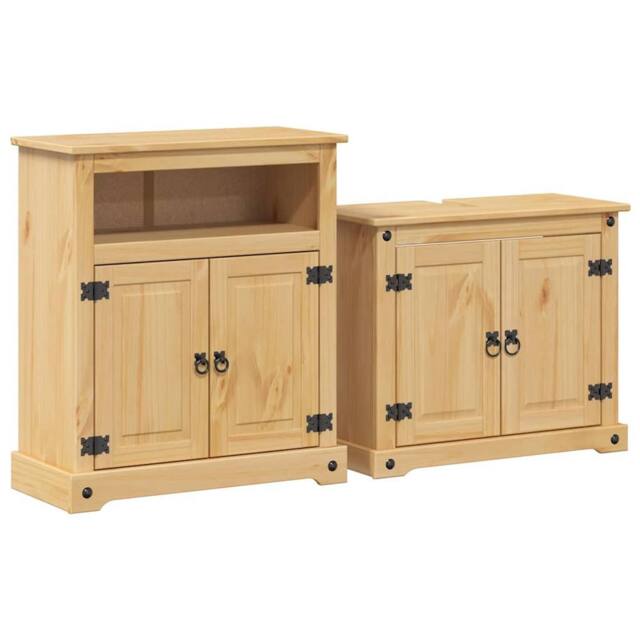 Berkfield Home 2 Piece Bathroom Furniture Set Corona Solid Wood Pine in Light Tan - image 1