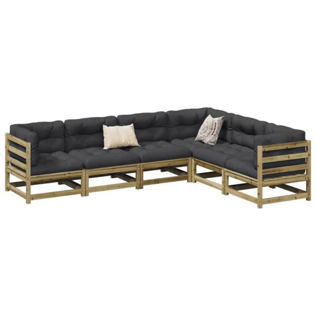 Berkfield Home 6 Piece Garden Sofa Set Impregnated Wood Pine in Brown - image 1