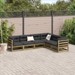Berkfield Home 6 Piece Garden Sofa Set Impregnated Wood Pine in Brown - thumbnail 3