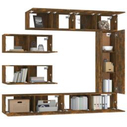 Berkfield Home Classic 7 Piece TV Cabinet Set Smoked Oak Engineered Wood in Brown - thumbnail 4