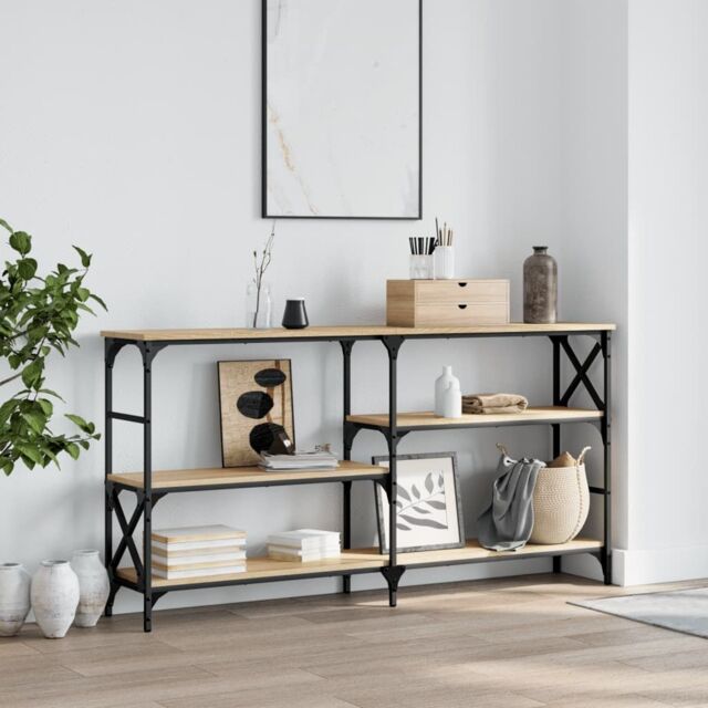 Berkfield Home Console Table Sonoma Oak 150x29x76.5 cm Engineered Wood in Brown - image 1