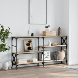 Berkfield Home Console Table Sonoma Oak 150x29x76.5 cm Engineered Wood in Brown - thumbnail 1