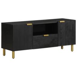 Berkfield Home TV Cabinet Black 105x33x46 cm Engineered Wood - Size: 105 x 33 x 46 cm - thumbnail 2