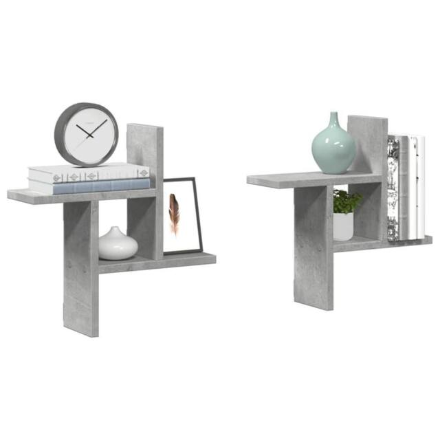 Berkfield Home Wall Shelves 2 pcs Concrete Grey 38x12x38 cm Engineered Wood - Size: 38 x 12 x 38 cm - image 1