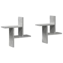 Berkfield Home Wall Shelves 2 pcs Concrete Grey 38x12x38 cm Engineered Wood - Size: 38 x 12 x 38 cm - thumbnail 2