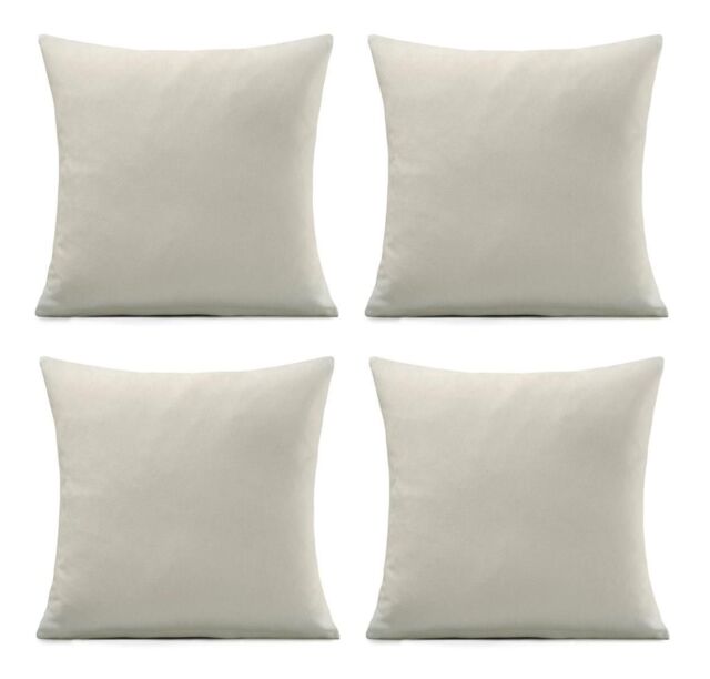 Luxury Living Set of 4 Velvet Chenille Cushions 45cm x 45cm with Removable Covers & Plush Pads - Soft, Stylish Home Décor - Size: 45 cm x 45 cm - image 1