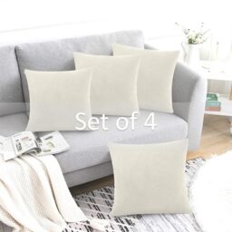 Luxury Living Set of 4 Velvet Chenille Cushions 45cm x 45cm with Removable Covers & Plush Pads - Soft, Stylish Home Décor - Size: 45 cm x 45 cm - thumbnail 2